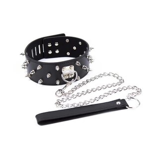 Halsfessel - Halsband mit Killernieten, Mini-Schloss