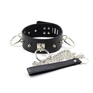 Halsfessel - Halsband mit Ringen, Killernieten, Mini-Schloss