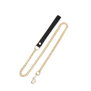 Liebe Seele - Halsband mit F�hrungsleine & Schloss - schwarz/ gold