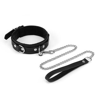 Liebe Seele - Halsband mit Führungsleine - schwarz/ silber