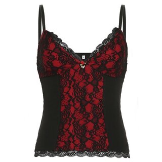 Top mit Spitze - schwarz/rot
