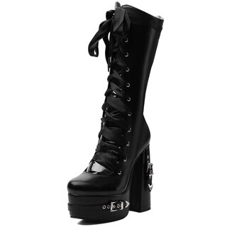 Satin ribbon laced boots