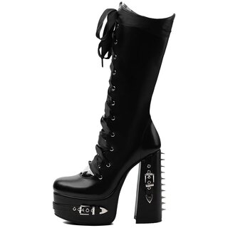 Satin ribbon laced boots
