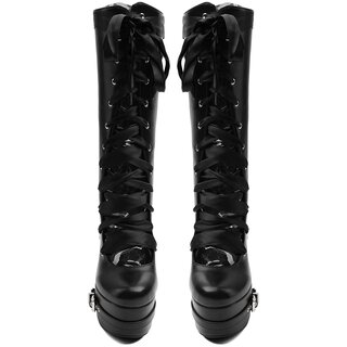 Satin ribbon laced boots