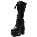 Satin ribbon laced boots