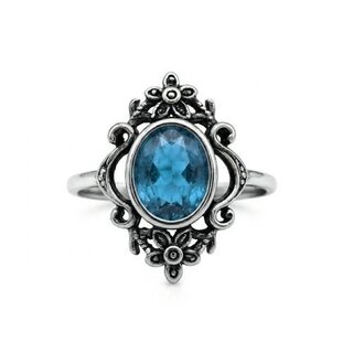 etNox - Edelstahlring mit Stein - Blue Topaz Flowers
