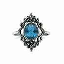 etNox  - Edelstahlring mit Stein - Blue Topaz Flowers