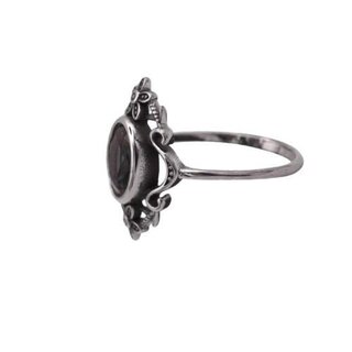 etNox - Edelstahlring mit Stein - Black Flowers
