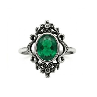 etNox  - Edelstahlring mit Stein - Green Flowers