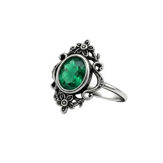 etNox - Edelstahlring mit Stein - Green Flowers