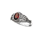 etNox - Silberring - Garnet Ornament mit Stein