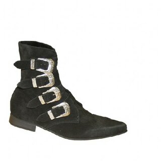 Boots & Braces - Winkelpiker - 4 Schnallen - Wildleder - schwarz