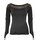 Spiral - Girlie Longsleeve mit feiner Netzapplikation -  schwarz