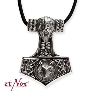 etNox - Silberanhänger - Thors Hammer Wolfskopf
