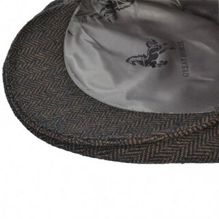 G & H - Great Horse - Schiebermtze - Flat cap - Fischgrtmuster - schwarz/dunkelbraun