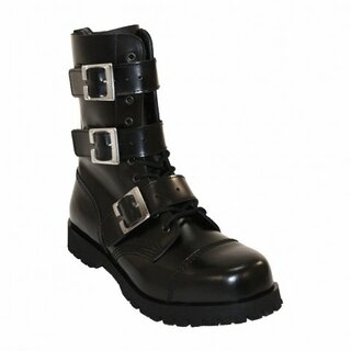 Boots & Braces - 10-Loch - 3-Buckle/ Zip - schwarz