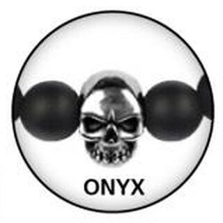 GO2 - Onyxarmband mit Edelstahltotenköpfe - 0,6 x 0,6 x 0,6 cm 23,5 cm