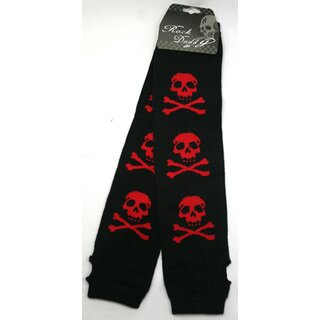 Rock Daddy - Armstulpen mit Motiv - schwarz mit roten Totenköpfen und gekreuzten Knochen