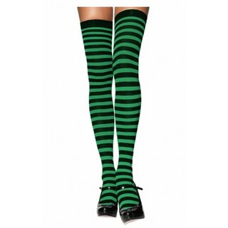 Leg Avenue - gestreifte Overknees - Nylon thigh highs schwarz & grün