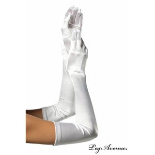 Leg Avenue - Extralange Satin-Handschuhe  weiss