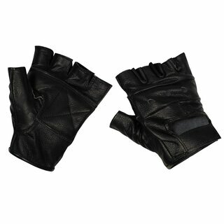 Fingerlose Lederhandschuhe - schwarz L