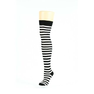 Flirt - Overknees - schmal geringelt - schwarz-trkis
