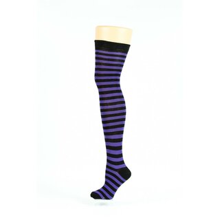 Flirt - Overknees - schmal geringelt - schwarz-trkis