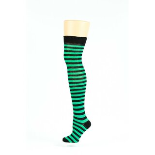 Flirt - Overknees - schmal geringelt - schwarz-trkis