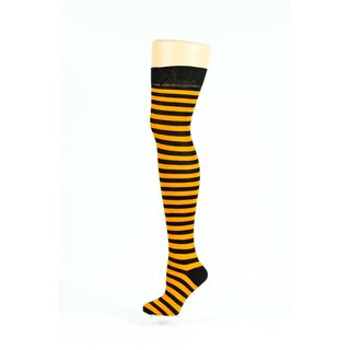 Overknees - schmal geringelt schwarz-sonnengelb