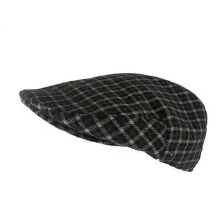 Schiebermütze - Flat cap - schwarz/grau/wollweiss - kariert 56 cm