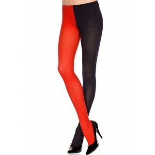 Music Legs - 748 - Strumpfhose mit unterschiedlich farbigen Beinen schwarz/rot
