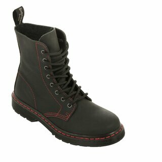 Boots & Braces - 8-Loch - easy - Basic - schwarz mit roter Naht 8 = 42